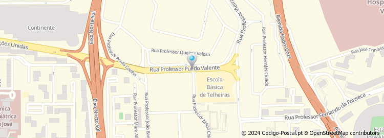 Mapa de Rua Professor Pulido Valente