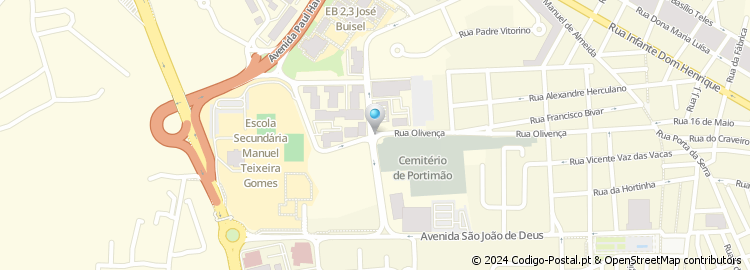 Mapa de Rua dos Bombeiros Voluntários de Portimão