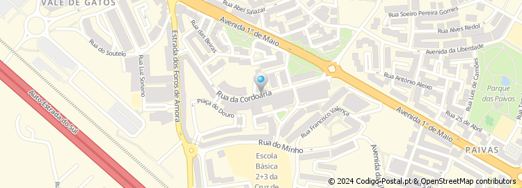 Mapa de Rua da Cordoaria